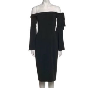 Jay Godfrey Black off the shoulder‎ midi dress with long sleeves